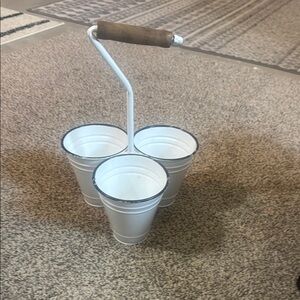 White metal silverware caddy